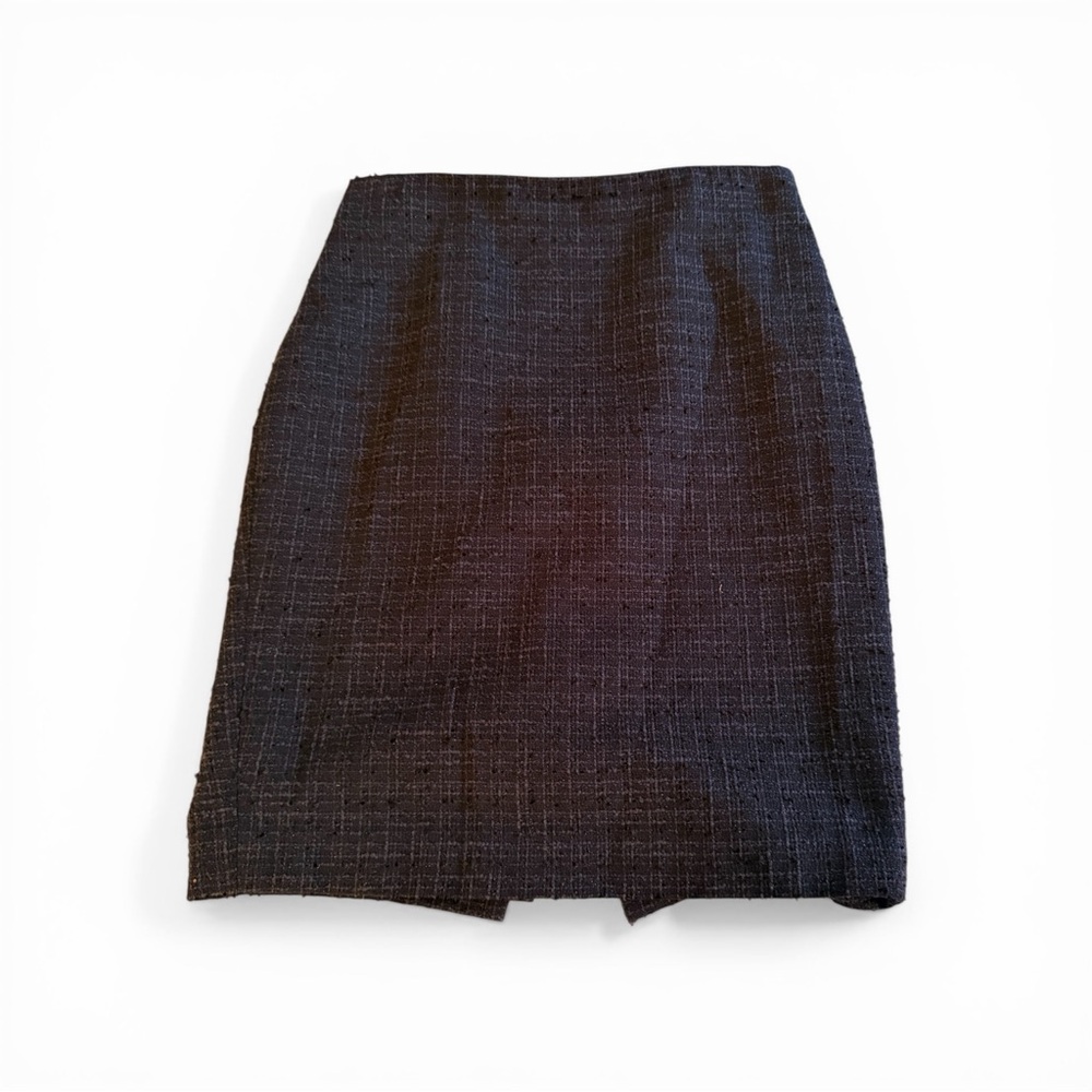 Ann Taylor Petite Textured Knit Pencil Skirt Women’s 2P Navy Fully Lined Classic